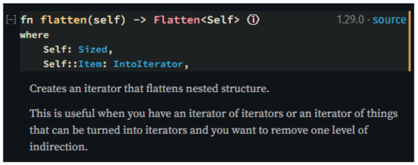 The Rust Iterator::flatten() method