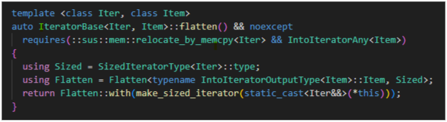 The C++ version of Iterator::flatten()